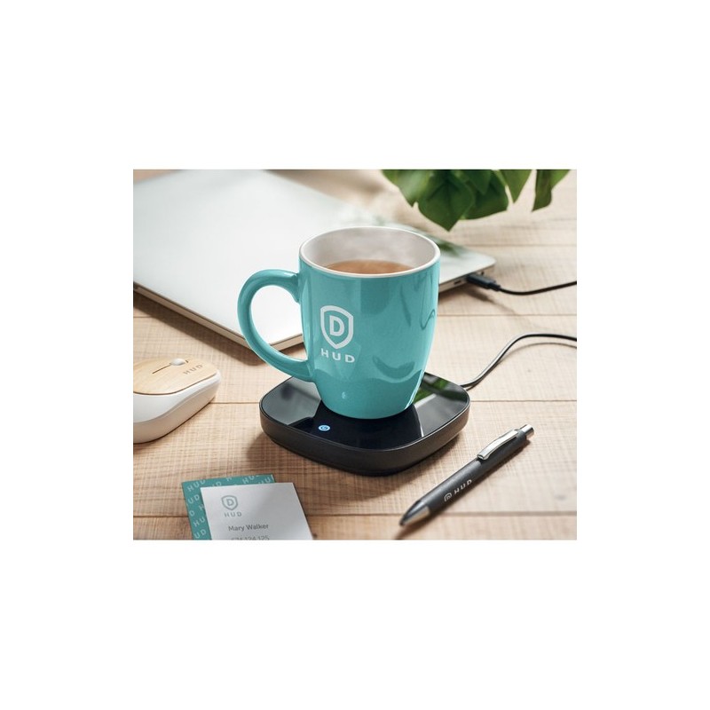 Chauffe-tasse Éco-responsable Personnalisé en ABS - WARMUG Matières : ABS Couleurs : noir impression haute définition