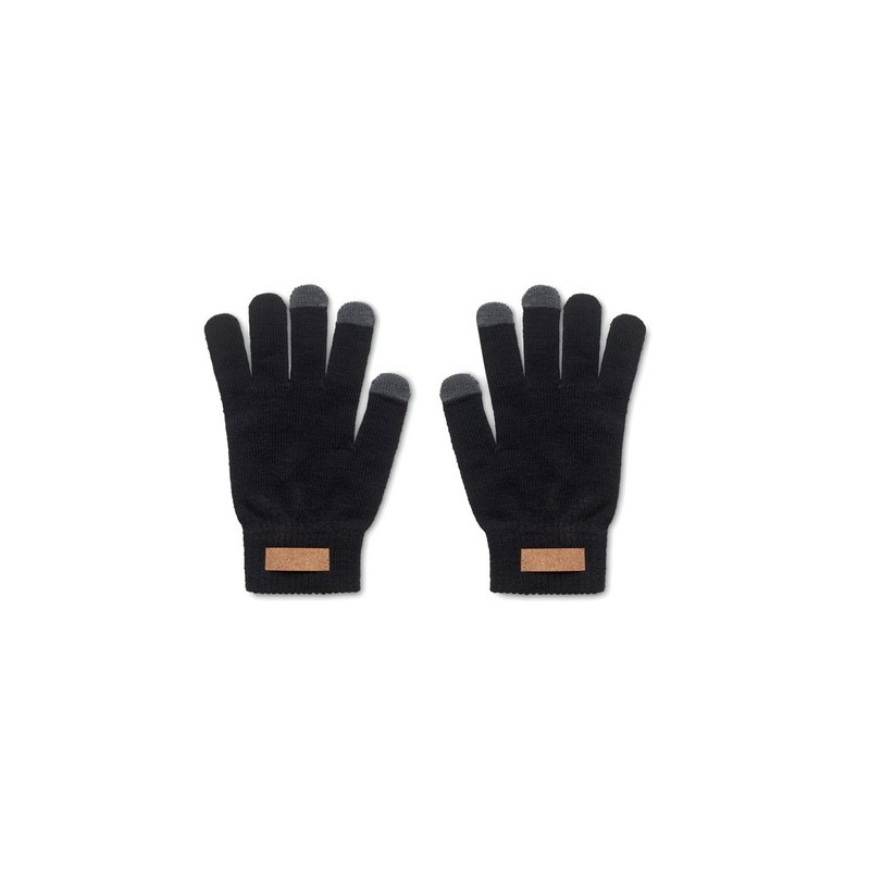 Gants tactiles s en RPET personnalisés - DACTILE Matières : PET recyclé Couleurs : noir