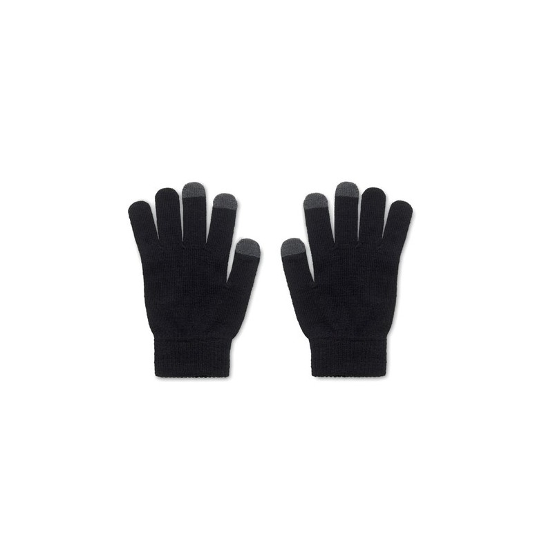 Gants tactiles s en RPET personnalisés - DACTILE Matières : PET recyclé Couleurs : noir personnalisable avec votre logo