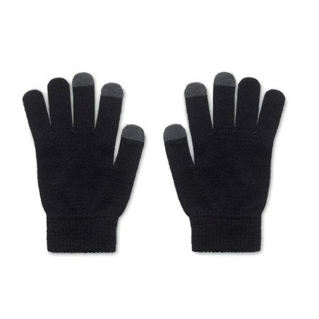 Gants tactiles s en RPET personnalisés - DACTILE Matières : PET recyclé Couleurs : noir personnalisable avec votre logo