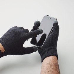 Gants tactiles s en RPET personnalisés - DACTILE Matières : PET recyclé Couleurs : noir cadeau entreprise pas cher