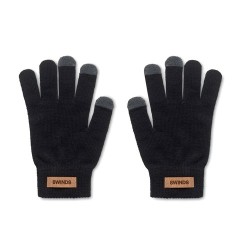 Gants tactiles s en RPET personnalisés - DACTILE Matières : PET recyclé Couleurs : noir goodies publicitaire événementiel