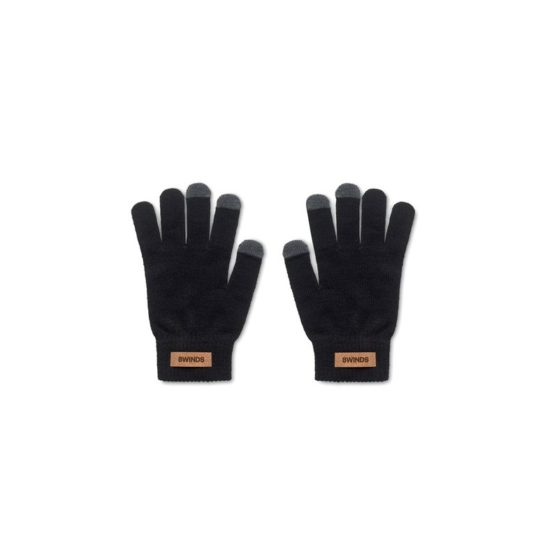Gants tactiles s en RPET personnalisés - DACTILE Matières : PET recyclé Couleurs : noir goodies publicitaire événementiel