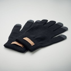 Gants tactiles s en RPET personnalisés - DACTILE Matières : PET recyclé Couleurs : noir impression haute définition