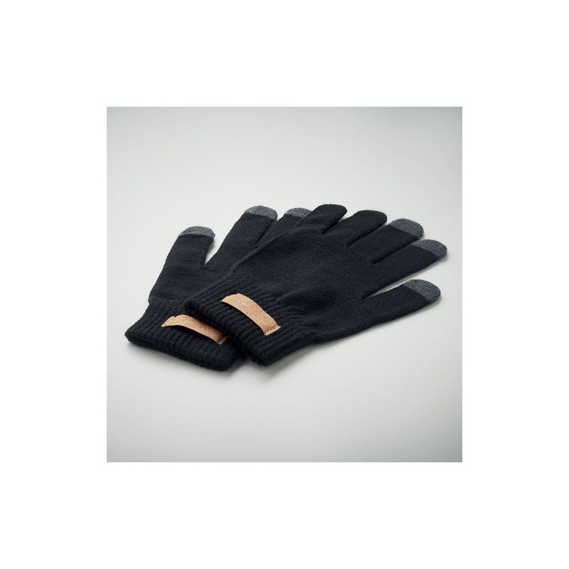 Gants tactiles s en RPET personnalisés - DACTILE Matières : PET recyclé Couleurs : noir impression haute définition