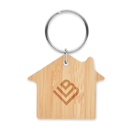 Porte-clés en bambou personnalisé - HOUSEBOO Matières : bambou Couleurs : bois goodies publicitaire événementiel