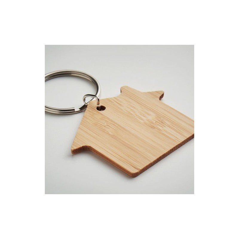 Porte-clés en bambou personnalisé - HOUSEBOO Matières : bambou Couleurs : bois impression haute définition