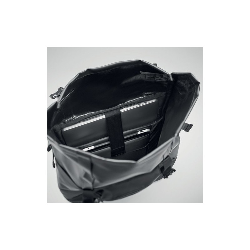 Sac enroulable personnalisé en Tarpaulin 50C - JAYA BAG Matières : PVC Couleurs : noir impression haute définition