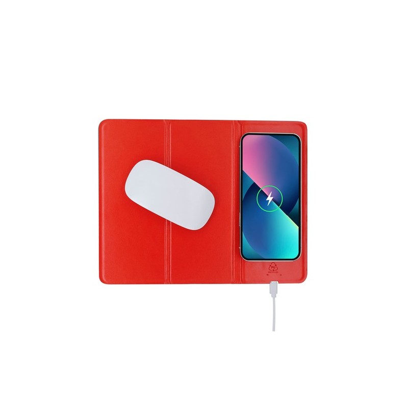 Tapis de souris et chargeur personnalisés pas cher - Dangox Matières : suédine Couleurs : noir goodies publicitaire durable