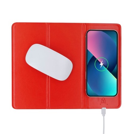 Tapis de souris et chargeur personnalisés pas cher - Dangox Matières : suédine Couleurs : noir goodies publicitaire durable