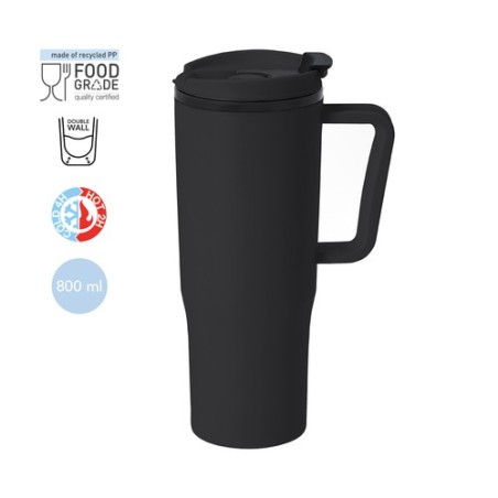 Tasse thermique personnalisée pas chère Miranda Couleurs : bleu marine Matières : polypropylène (PP) recyclé goodies publicitair