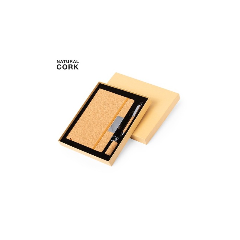 Set Éco-responsable de Carnet, Stylo et Clé USB Personnalisé - Patrick Matières : liège