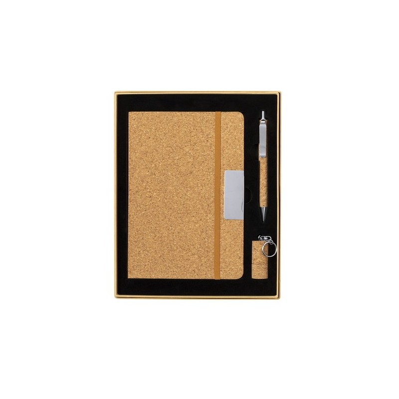 Set Éco-responsable de Carnet, Stylo et Clé USB Personnalisé - Patrick Matières : liège personnalisable avec votre logo