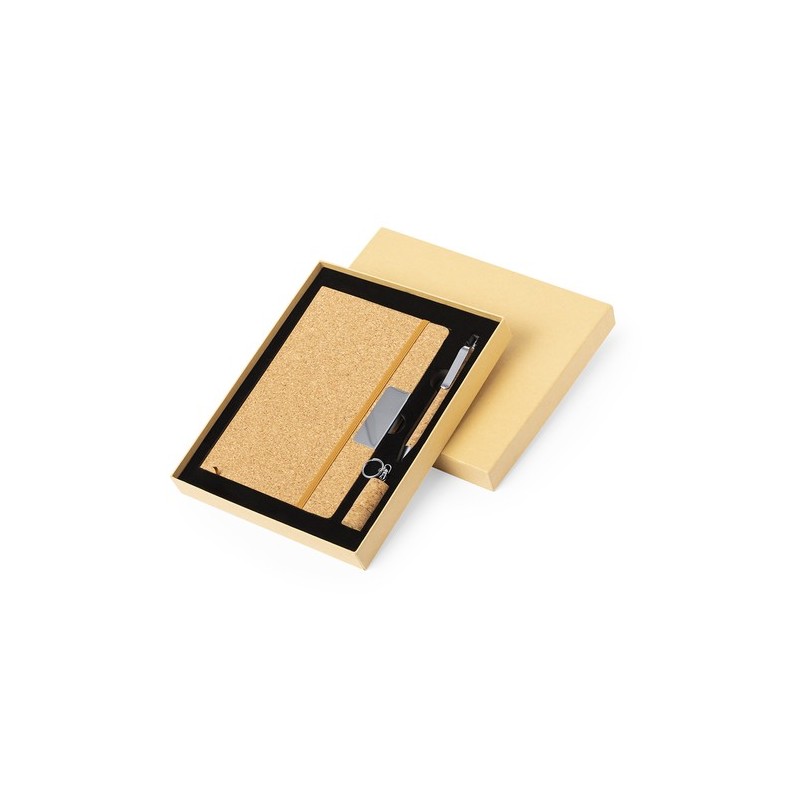 Set Éco-responsable de Carnet, Stylo et Clé USB Personnalisé - Patrick Matières : liège cadeau entreprise pas cher