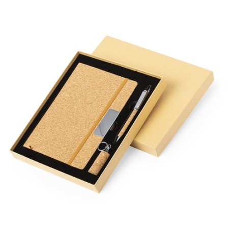 Set Éco-responsable de Carnet, Stylo et Clé USB Personnalisé - Patrick Matières : liège cadeau entreprise pas cher