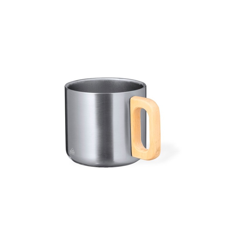 Tasse Personnalisable Éco-responsable Garfun Matières : bois Couleurs : argenté cadeau entreprise pas cher