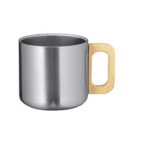 Tasse Personnalisable Éco-responsable Garfun Matières : bois Couleurs : argenté impression logo haute qualité