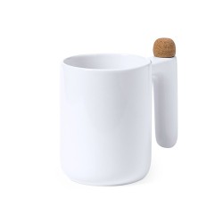 Mug Personnalisable Éco-responsable avec Agitateur - Tasse Beverly Matières : céramique Couleurs : blanc objet promotionnel éco-