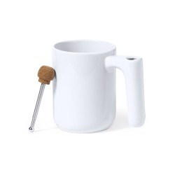 Mug Personnalisable Éco-responsable avec Agitateur - Tasse Beverly Matières : céramique Couleurs : blanc accessoire événementiel
