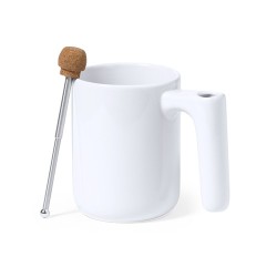 Mug Personnalisable Éco-responsable avec Agitateur - Tasse Beverly Matières : céramique Couleurs : blanc goodies entreprise desi