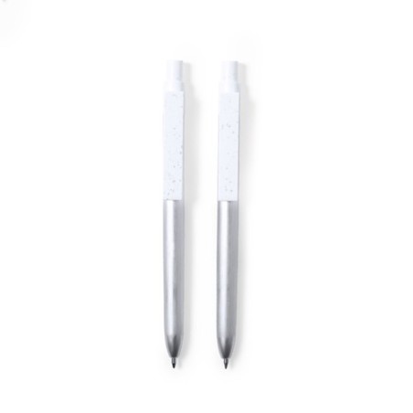 Set Éco-responsable de Stylo et Roller Personnalisé Harzur Matières : aluminium recyclé  Couleurs : argenté