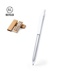 Set Éco-responsable de Stylo et Roller Personnalisé Harzur Matières : aluminium recyclé  Couleurs : argenté 2