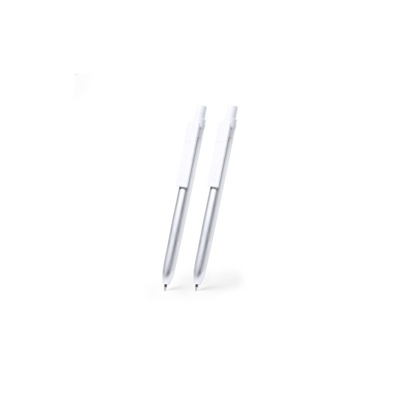 Set Éco-responsable de Stylo et Roller Personnalisé Harzur Matières : aluminium recyclé  Couleurs : argenté cadeau entreprise pa