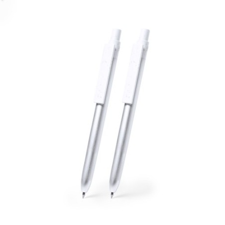 Set Éco-responsable de Stylo et Roller Personnalisé Harzur Matières : aluminium recyclé  Couleurs : argenté cadeau entreprise pa