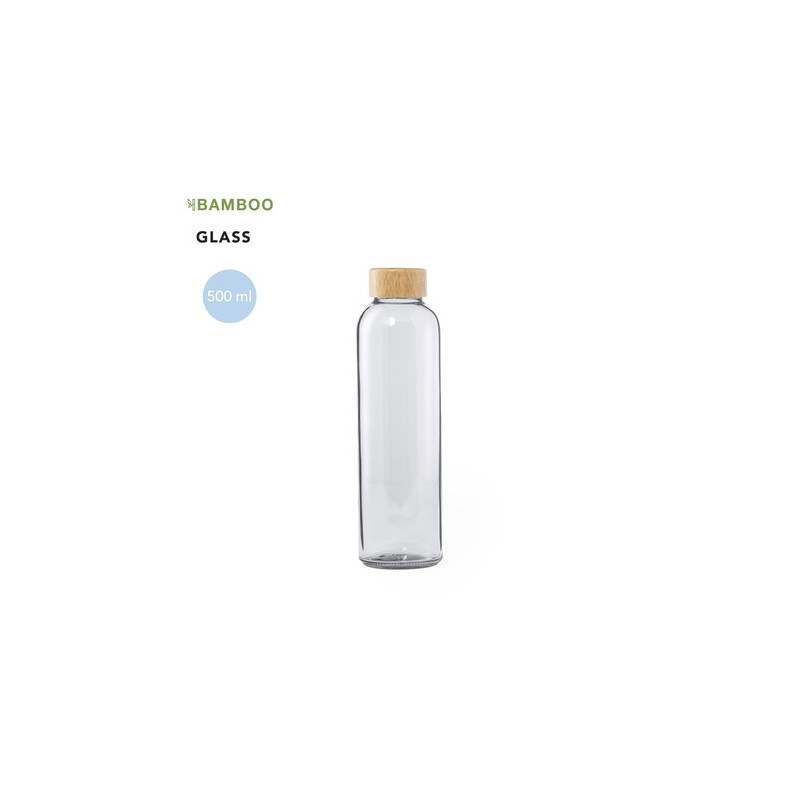 Gourde en Verre Personnalisée de 500ml - Yonsol Matières : bambou
