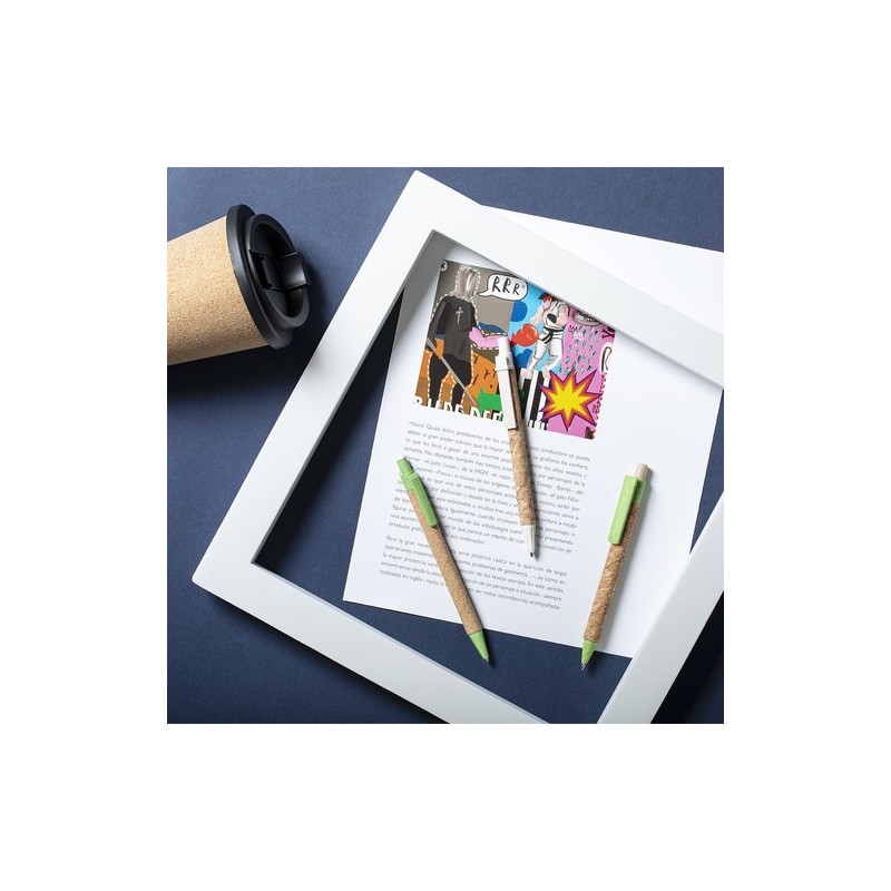 Stylo Éco-responsable Personnalisé pour Cadeau d'Entreprise - Yarden Matières : liège Couleurs : vert personnalisation sur mesur
