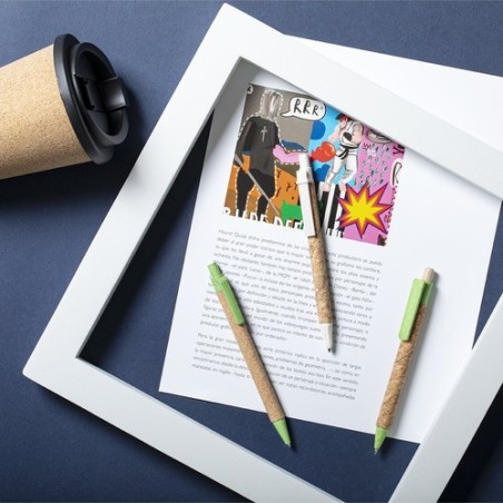 Stylo Éco-responsable Personnalisé pour Cadeau d'Entreprise - Yarden Matières : liège Couleurs : vert personnalisation sur mesur