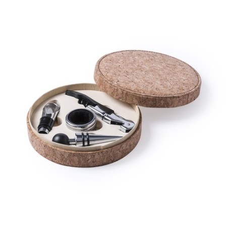 Coffret Accessoires à Vin Élégant et Pratique Bribal Matières : liège personnalisable avec votre logo