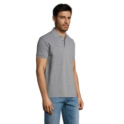 Polo personnalisé homme en polycoton 200g - PRIME MEN Matières : PET Taille textile : XL Couleurs : gris chiné impression haute 