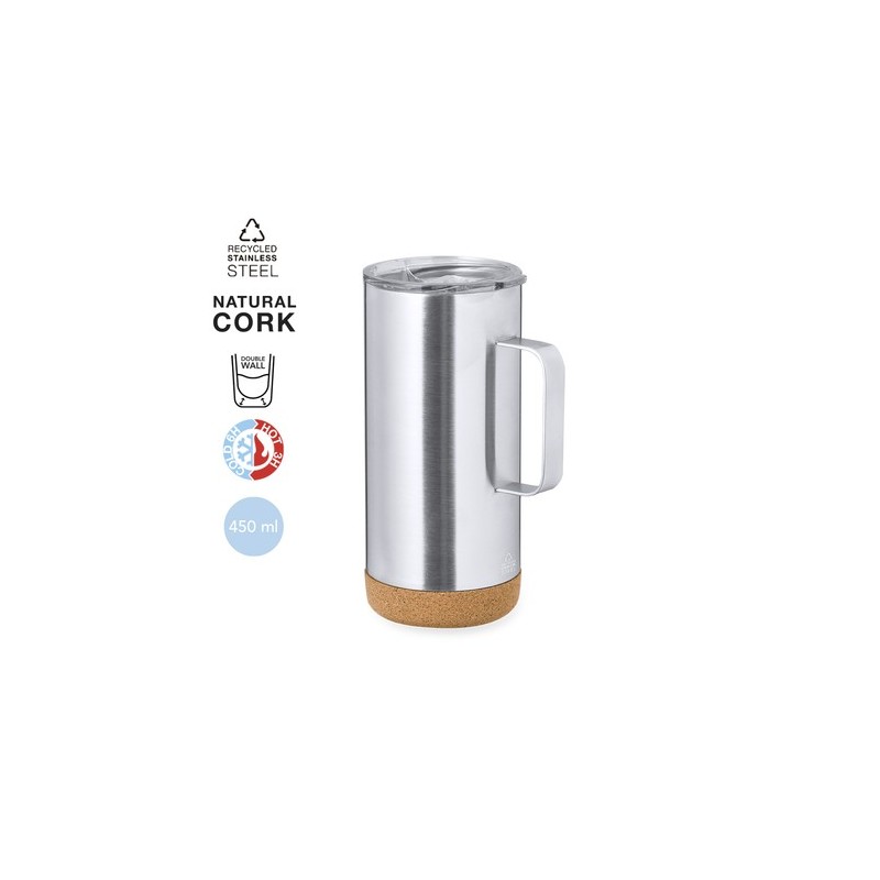 Tasse Isotherme Éco-responsable Personnalisée Thermique - Frilan Matières : liège Couleurs : argenté personnalisable avec votre 