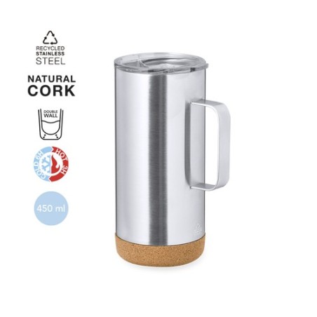 Tasse Isotherme Éco-responsable Personnalisée Thermique - Frilan Matières : liège Couleurs : argenté personnalisable avec votre 