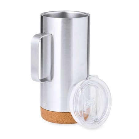 Tasse Isotherme Éco-responsable Personnalisée Thermique - Frilan Matières : liège Couleurs : argenté impression haute définition