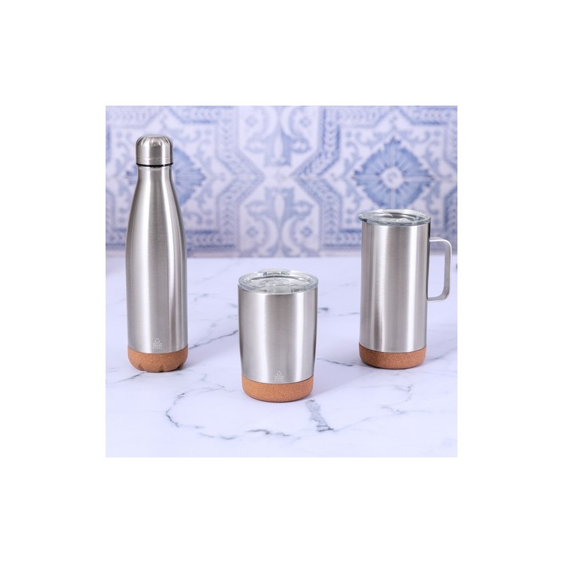 Tasse Isotherme Éco-responsable Personnalisée Thermique - Frilan Matières : liège Couleurs : argenté marquage laser ultra précis