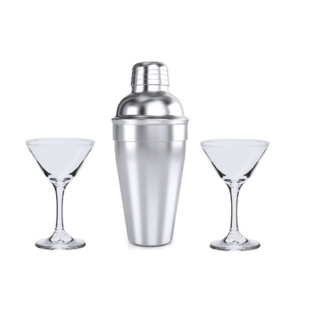 Set d'Accessoires de Bar Cocktail Personnalisés Élégants Cefiro Couleurs : argenté