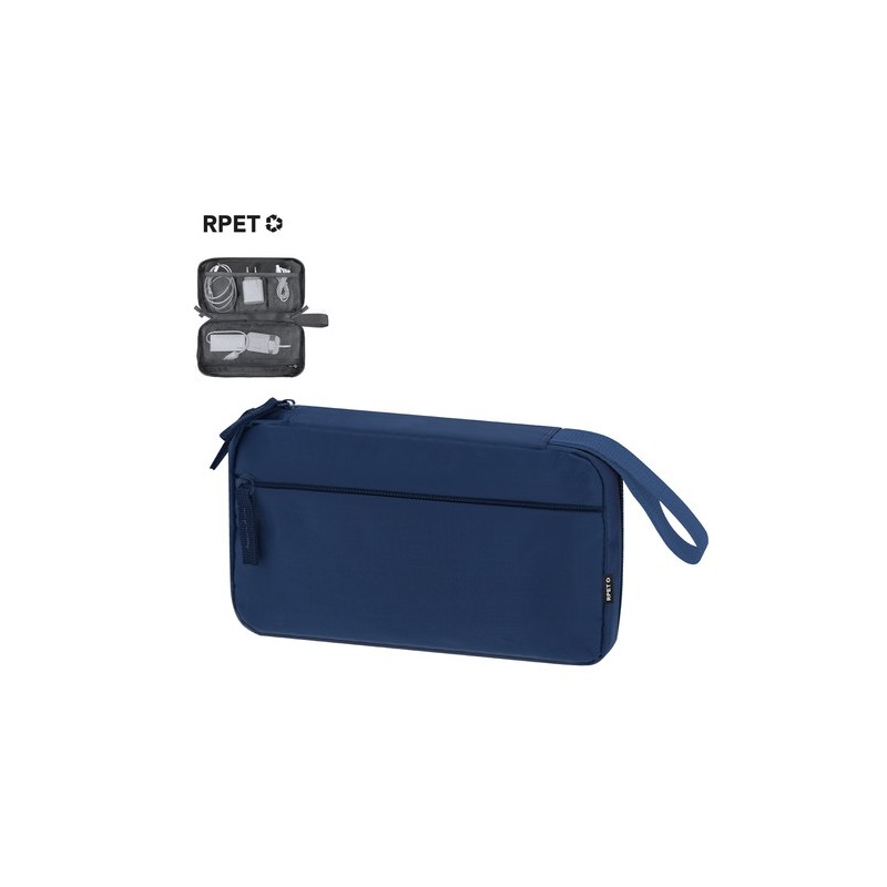 Trousse organisatrice personnalisée pas cher - Saldrick Matières : PET recyclé Couleurs : bleu marine impression haute définitio