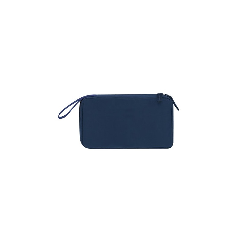 Trousse organisatrice personnalisée pas cher - Saldrick Matières : PET recyclé Couleurs : bleu marine marquage couleur éclatante