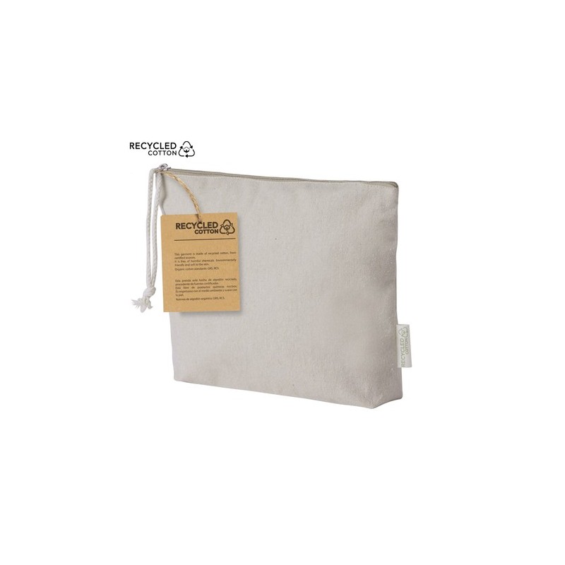 Trousse Éco-responsable Personnalisable Theris Matières : coton recyclé Couleurs : naturel personnalisable avec votre logo