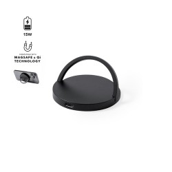 Chargeur Sans Fil Personnalisable 15W Éco-responsable Bellmer Matières : aluminium Couleurs : noir cadeau entreprise pas cher