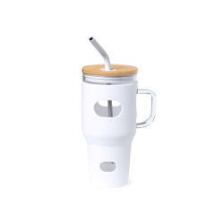 Pot en Verre Éco-responsable pour Cadeaux d'Entreprise - Namun Matières : bambou Couleurs : blanc