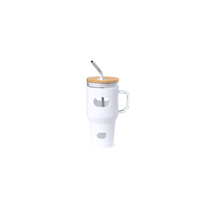 Pot en Verre Éco-responsable pour Cadeaux d'Entreprise - Namun Matières : bambou Couleurs : blanc