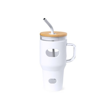 Pot en Verre Éco-responsable pour Cadeaux d'Entreprise - Namun Matières : bambou Couleurs : blanc
