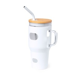 Pot en Verre Éco-responsable pour Cadeaux d'Entreprise - Namun Matières : bambou Couleurs : blanc cadeau entreprise pas cher