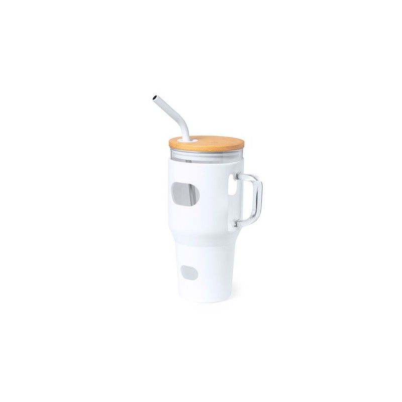 Pot en Verre Éco-responsable pour Cadeaux d'Entreprise - Namun Matières : bambou Couleurs : blanc cadeau entreprise pas cher