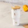 Pot en Verre Éco-responsable pour Cadeaux d'Entreprise - Namun Matières : bambou Couleurs : blanc impression haute définition