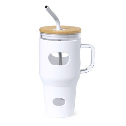 Pot en Verre Éco-responsable pour Cadeaux d'Entreprise - Namun Matières : bambou Couleurs : blanc cadeau collaborateur premium