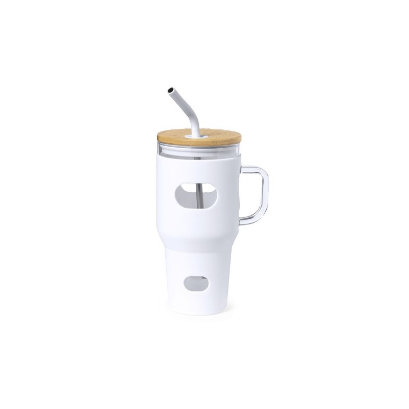 Pot en Verre Éco-responsable pour Cadeaux d'Entreprise - Namun Matières : bambou Couleurs : blanc cadeau collaborateur premium
